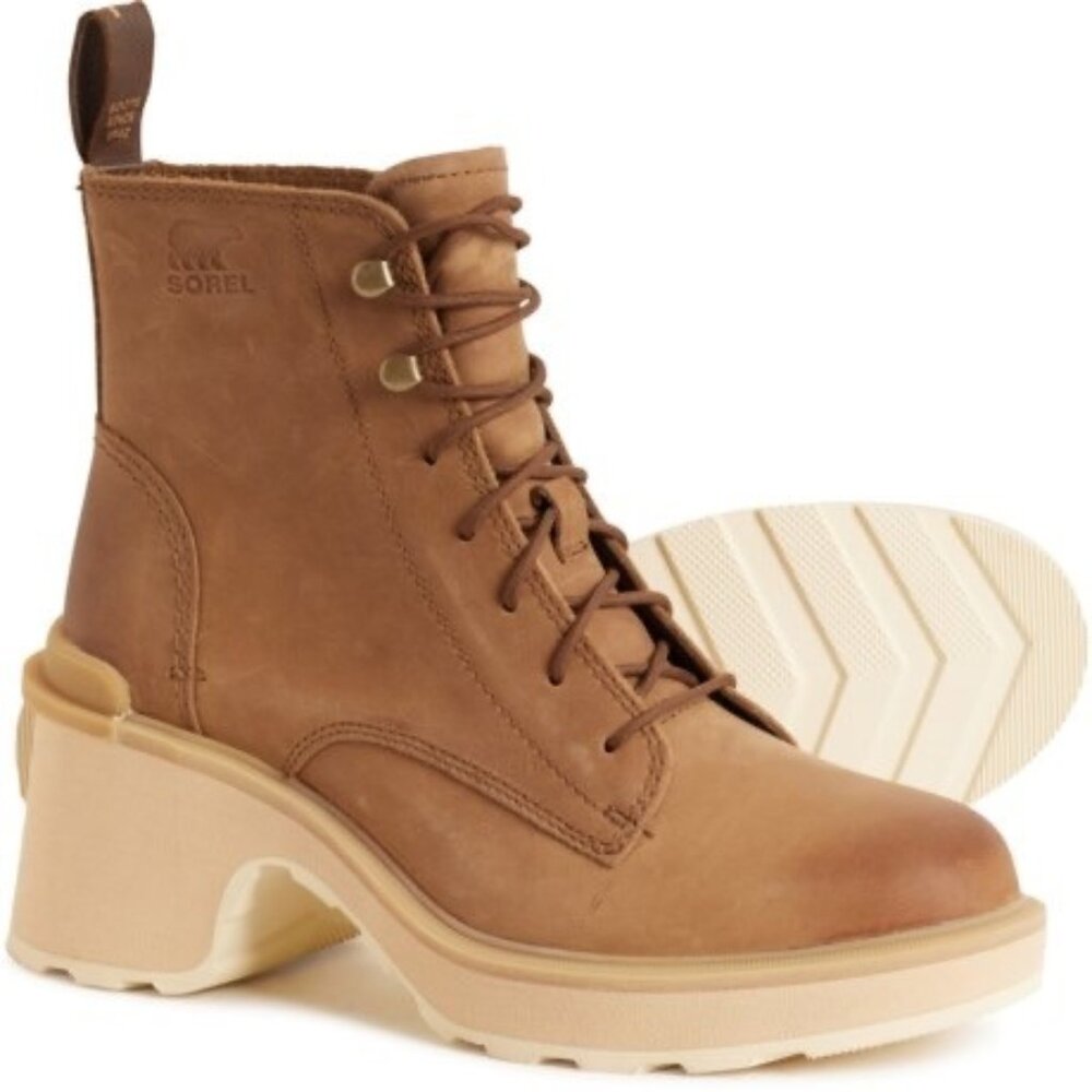 Sorel Hi-Line Heel Lace Boots - Waterproof, Leather Size 9.5 NWT